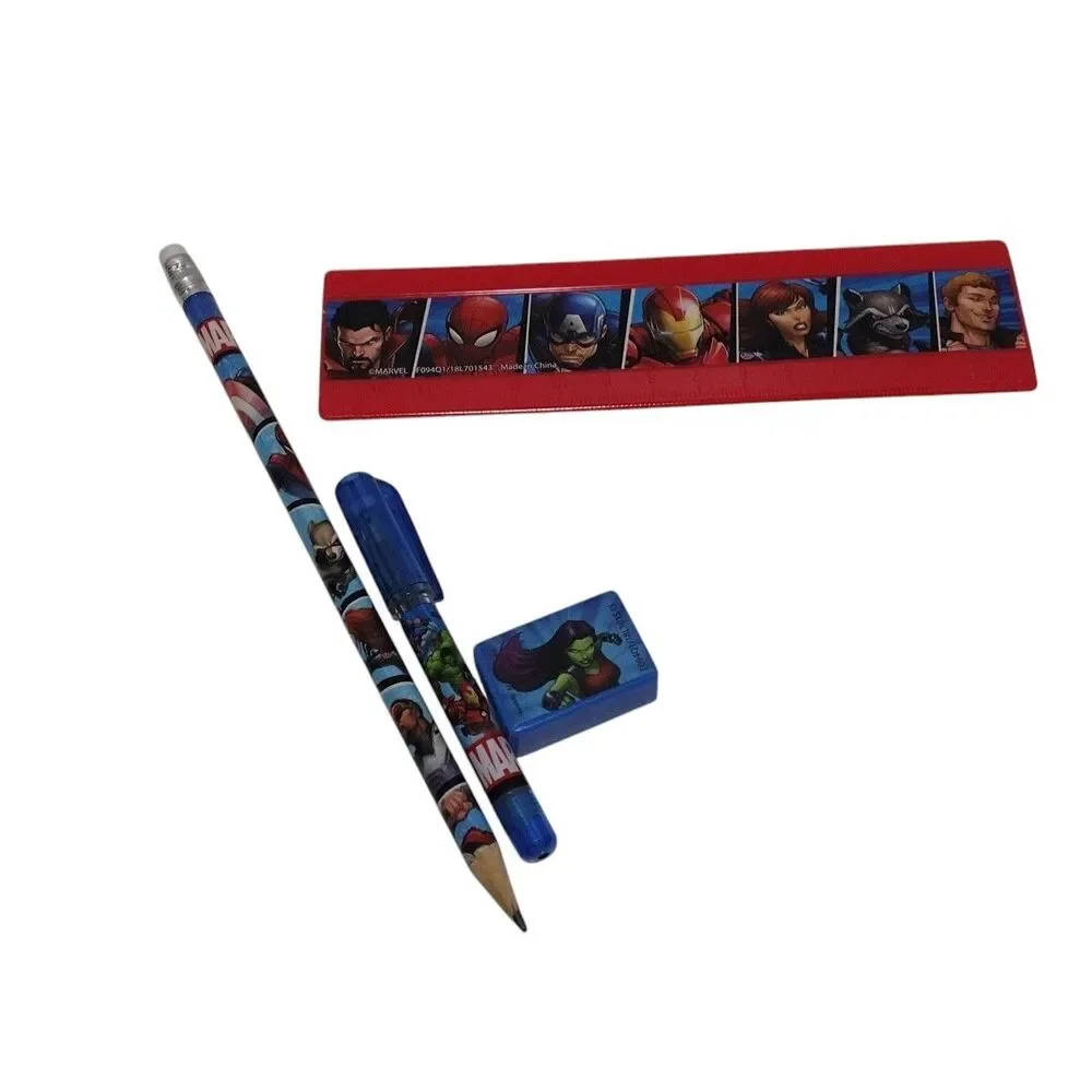 Marvel Avengers Soft Pencil Case School Supplies 8-pc Kit Sticker Book Notepad